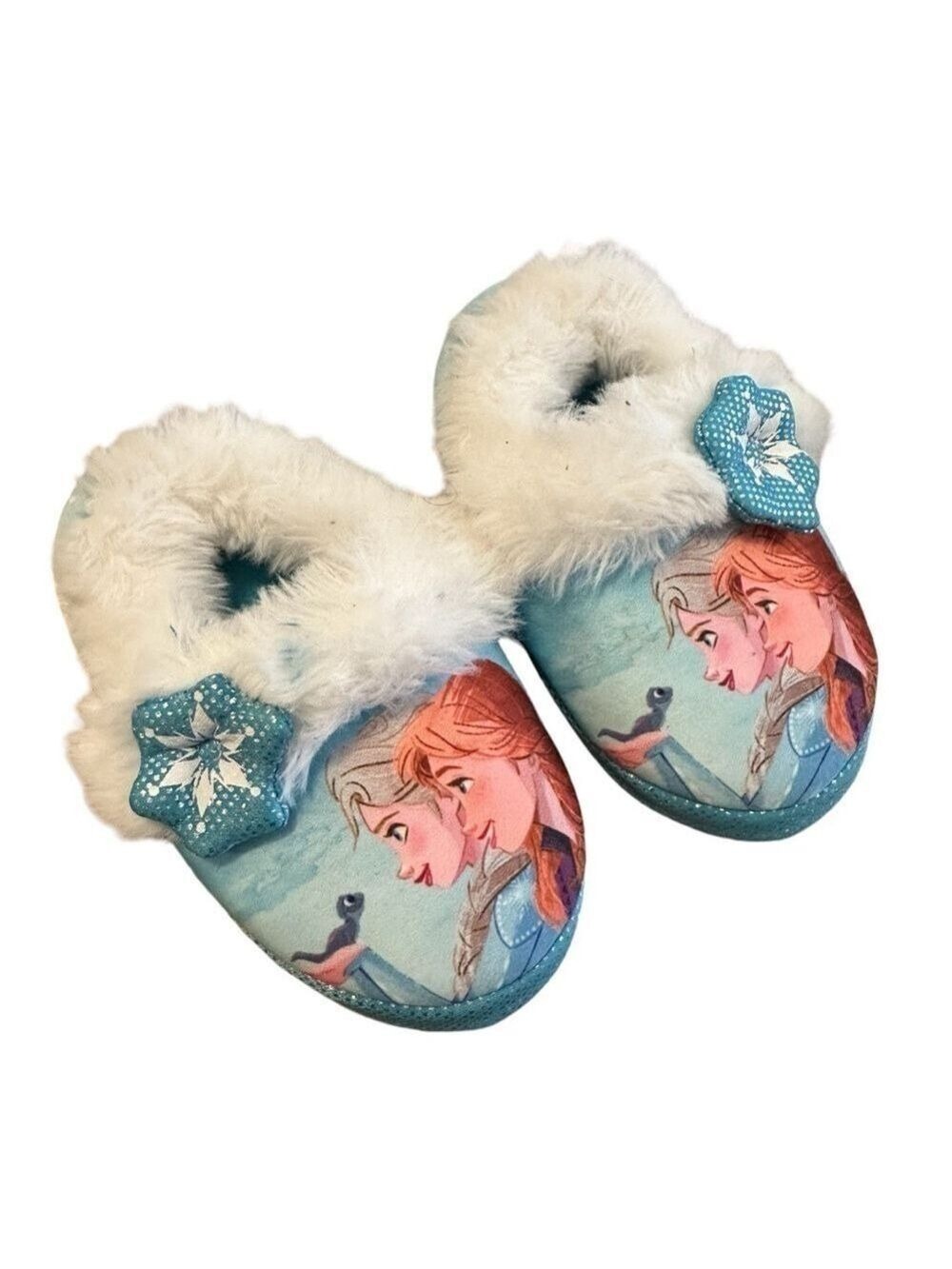 Disney Frozen Toddler Elsa & Anna Fuzzy Furry Slippers